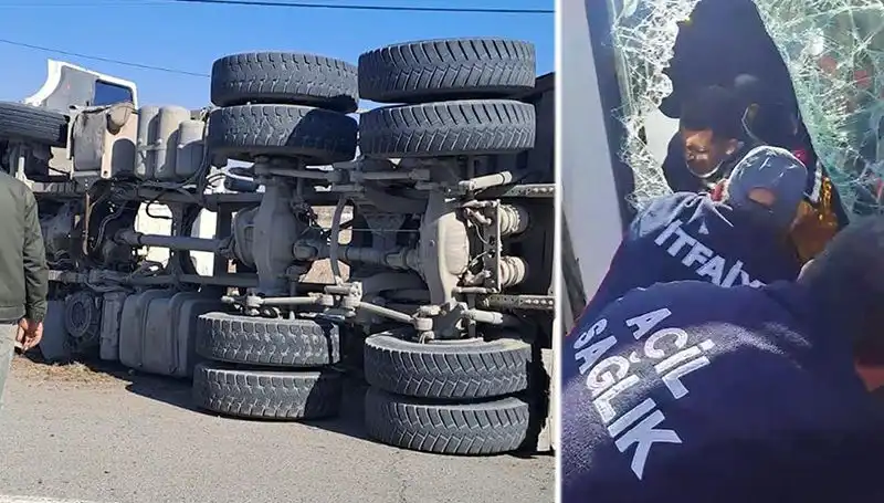 Virajı Alamayan Dev Kamyon Yolda Kaza Yaptı: O Anlar Kamerada!